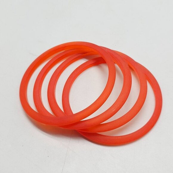 Set Of 4 Orange Red Acrylic Stackable Spacer Bangles Vintage - Picture 3 of 5
